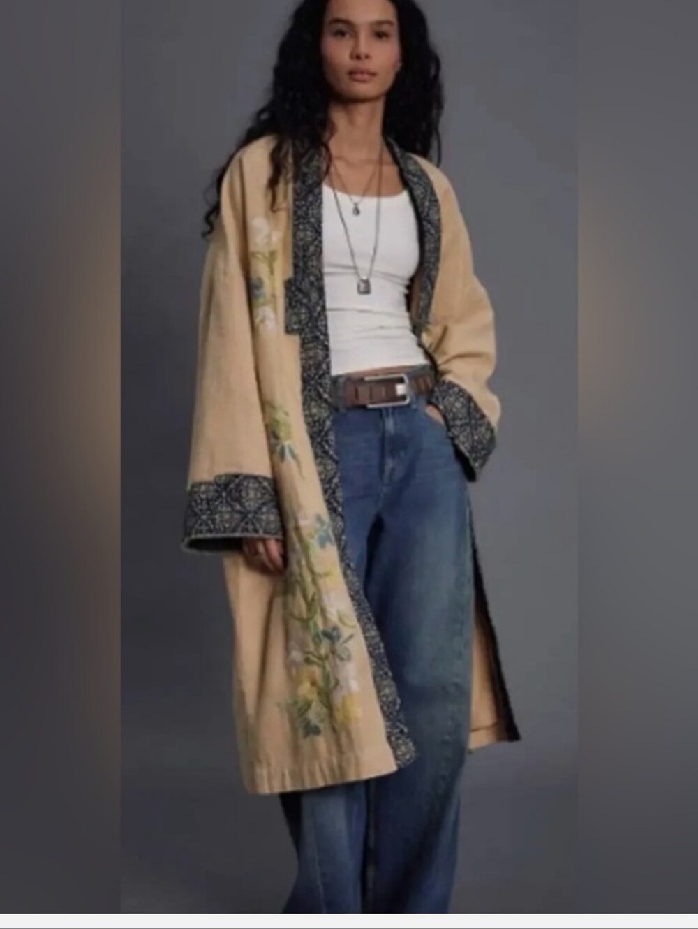 NWT Free People Heblow Embroidered Duster OVERSIZED.